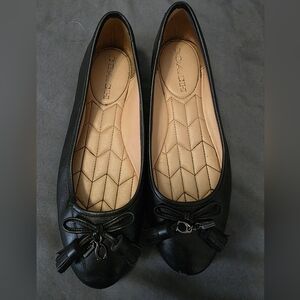 Coach Black Leather Women's Flats with Bow